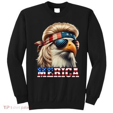 Funny Eagle Merica 4th July Blonde Wig Mullet Funny Man Sweatshirt