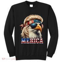 Funny Eagle Merica 4th July Blonde Wig Mullet Funny Man Sweatshirt thumb 0