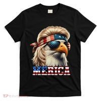 Funny Eagle Merica 4th July Blonde Wig Mullet Funny Man T-Shirt thumb 0