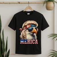 Funny Eagle Merica 4th July Blonde Wig Mullet Funny Man T-Shirt thumb 2