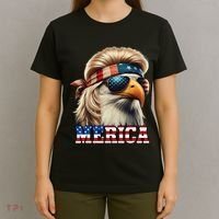 Funny Eagle Merica 4th July Blonde Wig Mullet Funny Man T-Shirt thumb 4
