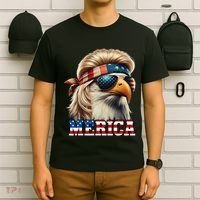 Funny Eagle Merica 4th July Blonde Wig Mullet Funny Man T-Shirt thumb 6