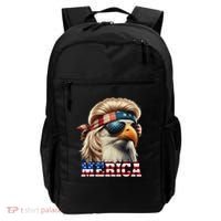 Funny Eagle Merica 4th July Blonde Wig Mullet Funny Man Backpack thumb 0