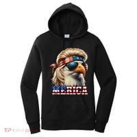 Funny Eagle Merica 4th July Blonde Wig Mullet Funny Man Women's Hoodie thumb 0