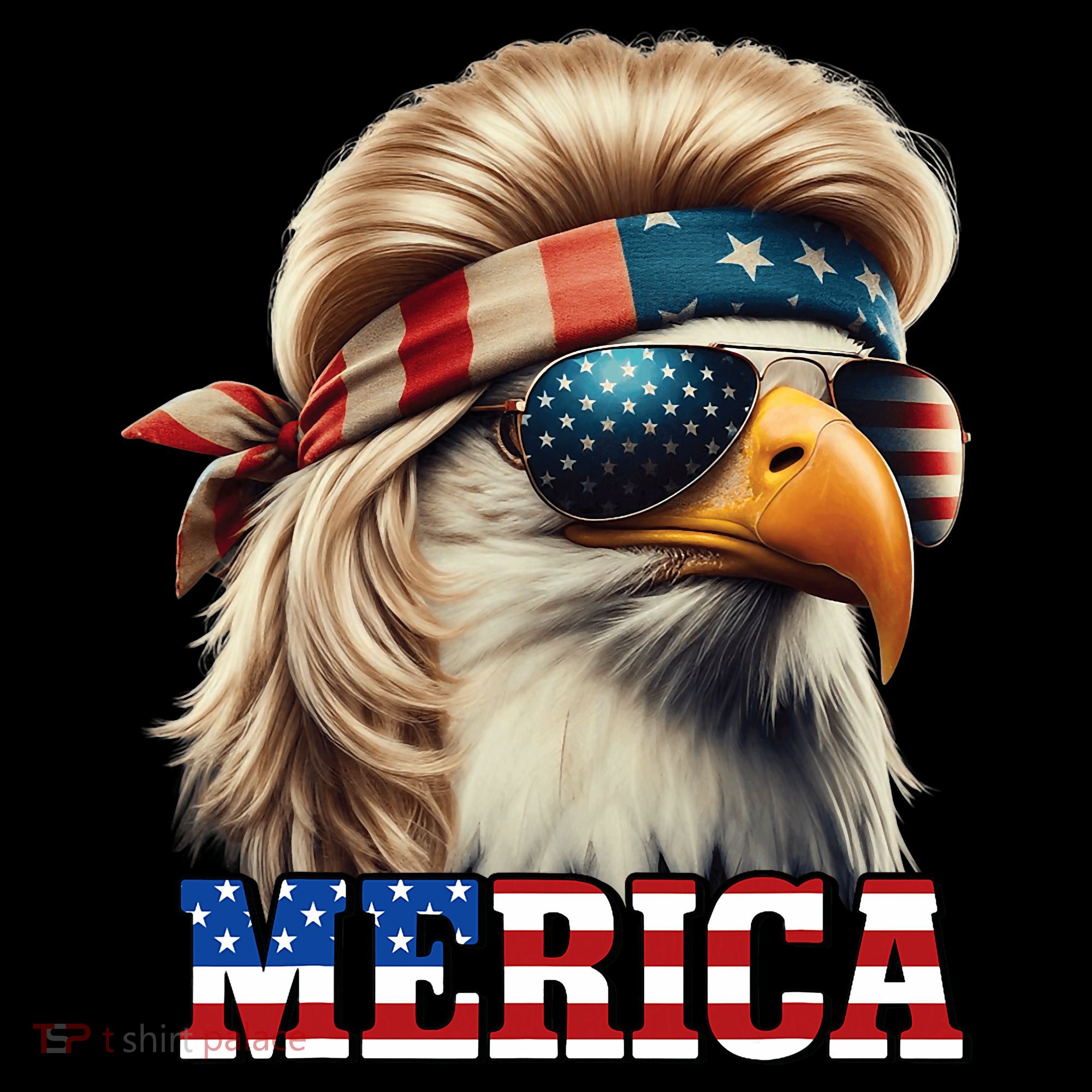 Funny Eagle Merica 4th July Blonde Wig Mullet Funny Man Women's Hoodie