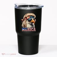 Funny Eagle Merica 4th July Blonde Wig Mullet Funny Man Tumbler thumb 0
