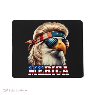 Funny Eagle Merica 4th July Blonde Wig Mullet Funny Man Mousepad