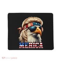 Funny Eagle Merica 4th July Blonde Wig Mullet Funny Man Mousepad thumb 0