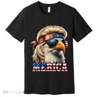 Funny Eagle Merica 4th July Blonde Wig Mullet Funny Man Premium T-Shirt thumb 0