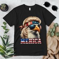 Funny Eagle Merica 4th July Blonde Wig Mullet Funny Man Premium T-Shirt thumb 2