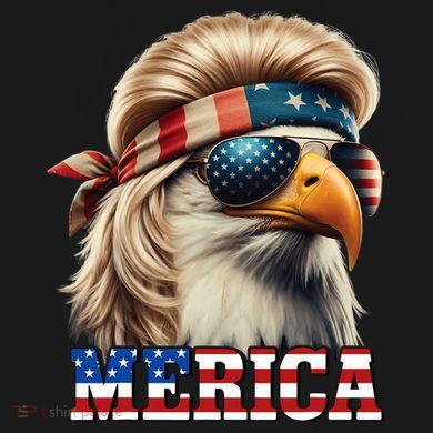 Funny Eagle Merica 4th July Blonde Wig Mullet Funny Man Premium T-Shirt