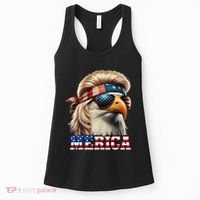 Funny Eagle Merica 4th July Blonde Wig Mullet Funny Man Women's Tank Top thumb 0