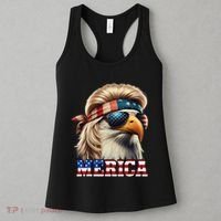 Funny Eagle Merica 4th July Blonde Wig Mullet Funny Man Women's Tank Top thumb 3