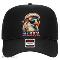 Funny Eagle Merica 4th July Blonde Wig Mullet Funny Man Hat thumb 0