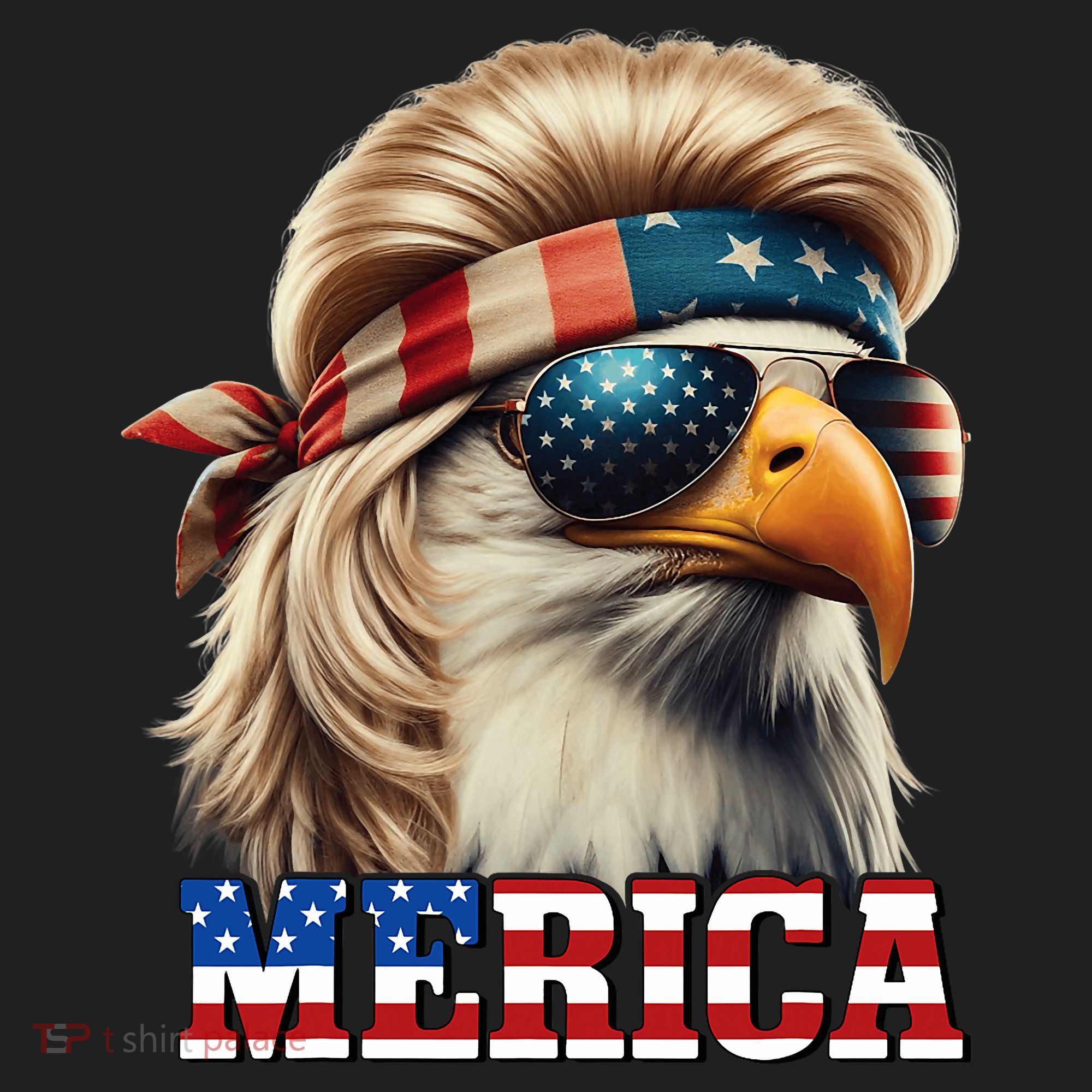 Funny Eagle Merica 4th July Blonde Wig Mullet Funny Man Hat