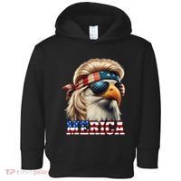 Funny Eagle Merica 4th July Blonde Wig Mullet Funny Man Toddler Hoodie thumb 0