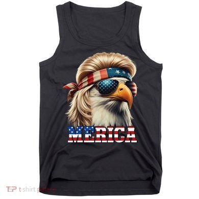 Funny Eagle Merica 4th July Blonde Wig Mullet Funny Man Tank Top
