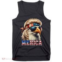 Funny Eagle Merica 4th July Blonde Wig Mullet Funny Man Tank Top thumb 0
