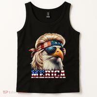 Funny Eagle Merica 4th July Blonde Wig Mullet Funny Man Tank Top thumb 2