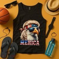 Funny Eagle Merica 4th July Blonde Wig Mullet Funny Man Tank Top thumb 4