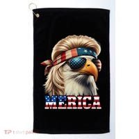 Funny Eagle Merica 4th July Blonde Wig Mullet Funny Man Golf Towel thumb 0