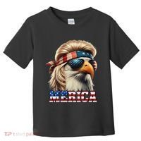 Funny Eagle Merica 4th July Blonde Wig Mullet Funny Man Toddler T-Shirt thumb 0