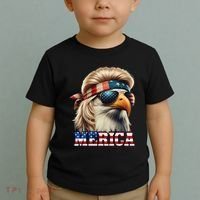 Funny Eagle Merica 4th July Blonde Wig Mullet Funny Man Toddler T-Shirt thumb 2