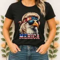 Funny Eagle Merica 4th July Blonde Wig Mullet Funny Man Women's T-Shirt thumb 2
