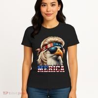 Funny Eagle Merica 4th July Blonde Wig Mullet Funny Man Women's T-Shirt thumb 4
