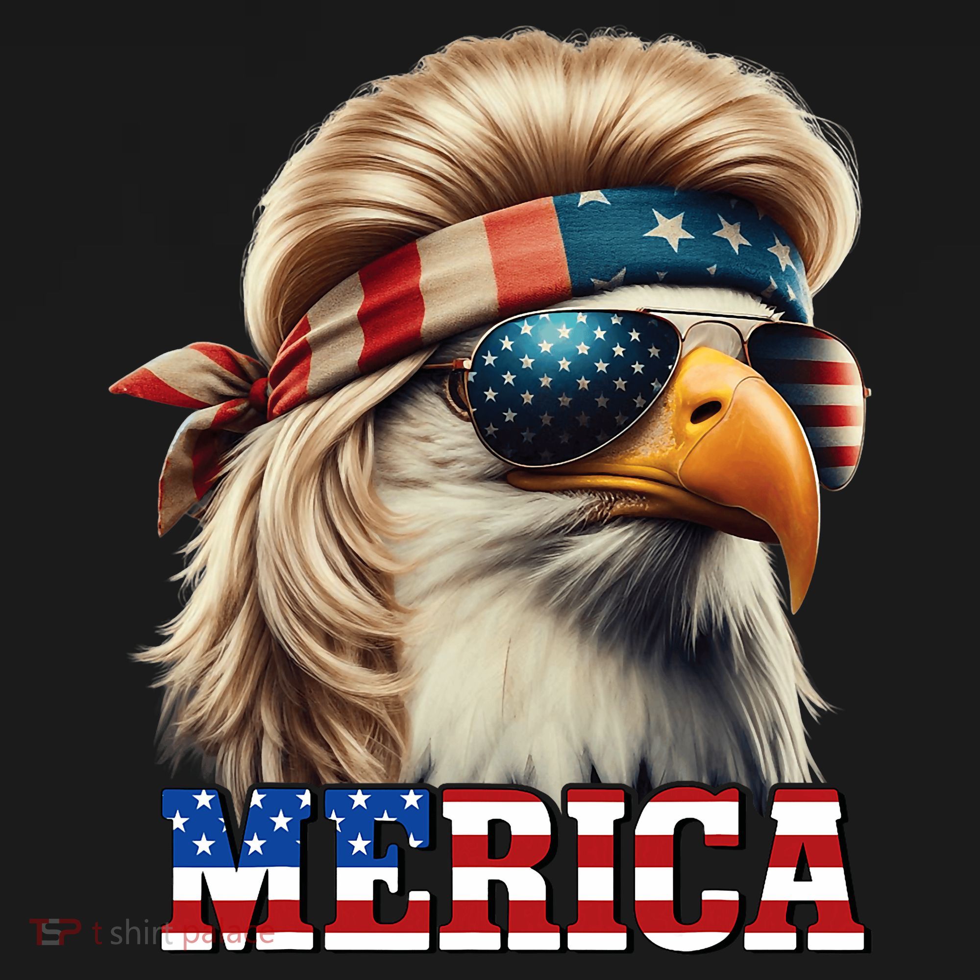 Funny Eagle Merica 4th July Blonde Wig Mullet Funny Man Women's T-Shirt