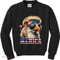 Funny Eagle Merica 4th July Blonde Wig Mullet Funny Man Kids Sweatshirt thumb 0