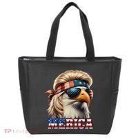 Funny Eagle Merica 4th July Blonde Wig Mullet Funny Man Tote Bag thumb 0