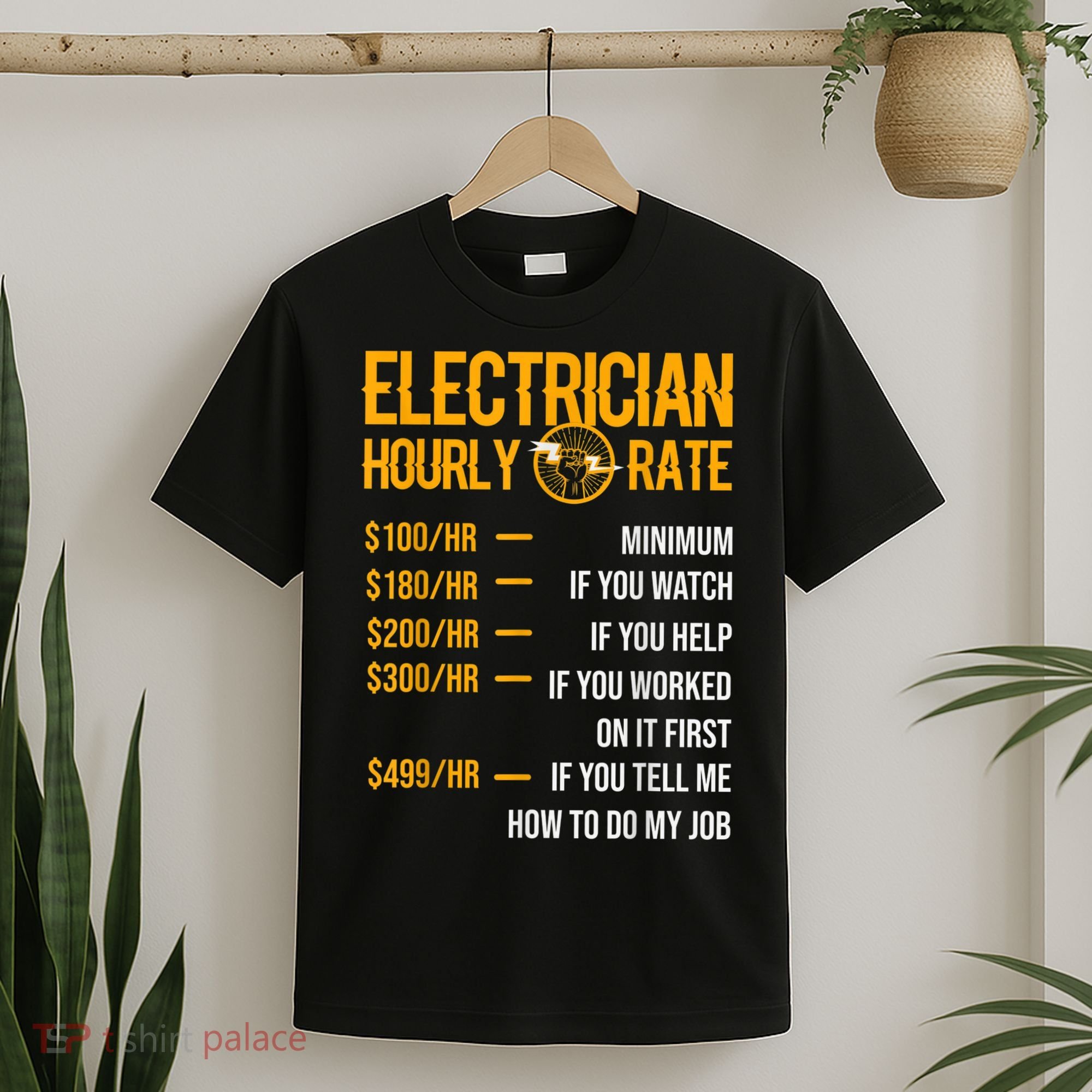 Funny Electrician Men Electrician Hourly Rate Electrician T-Shirt