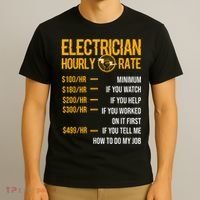 Funny Electrician Men Electrician Hourly Rate Electrician T-Shirt thumb 3