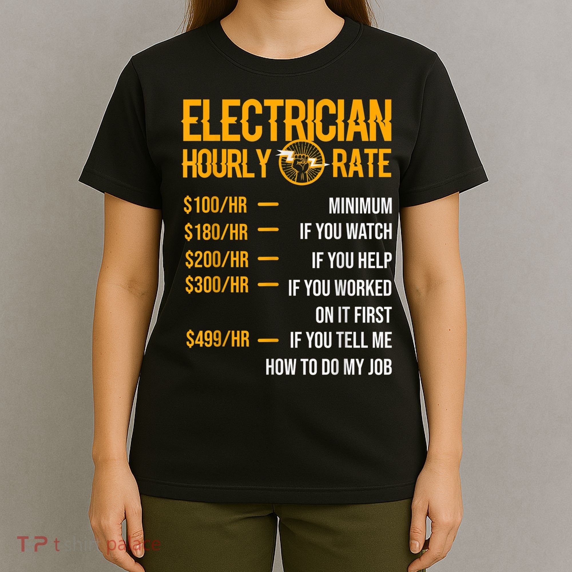 Funny Electrician Men Electrician Hourly Rate Electrician T-Shirt