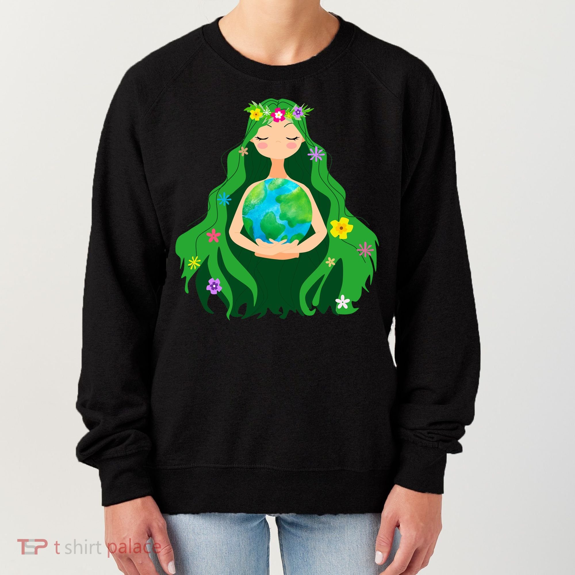 Flower Earth Mother Figure Cute Women's Sweatshirt