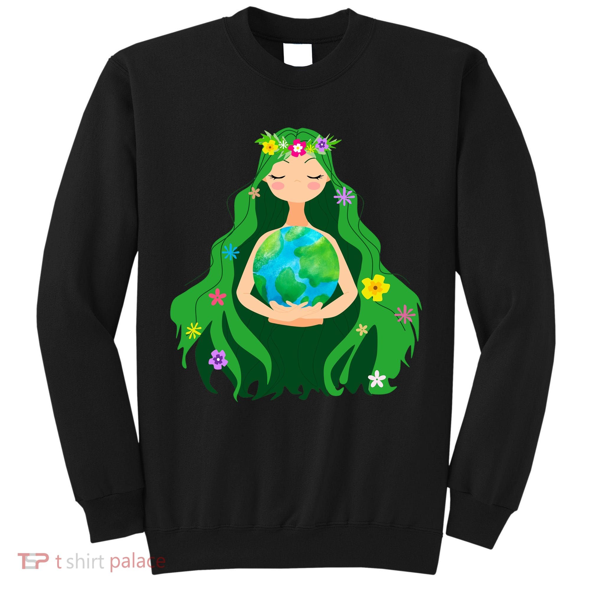 Flower Earth Mother Figure Cute Tall Sweatshirt