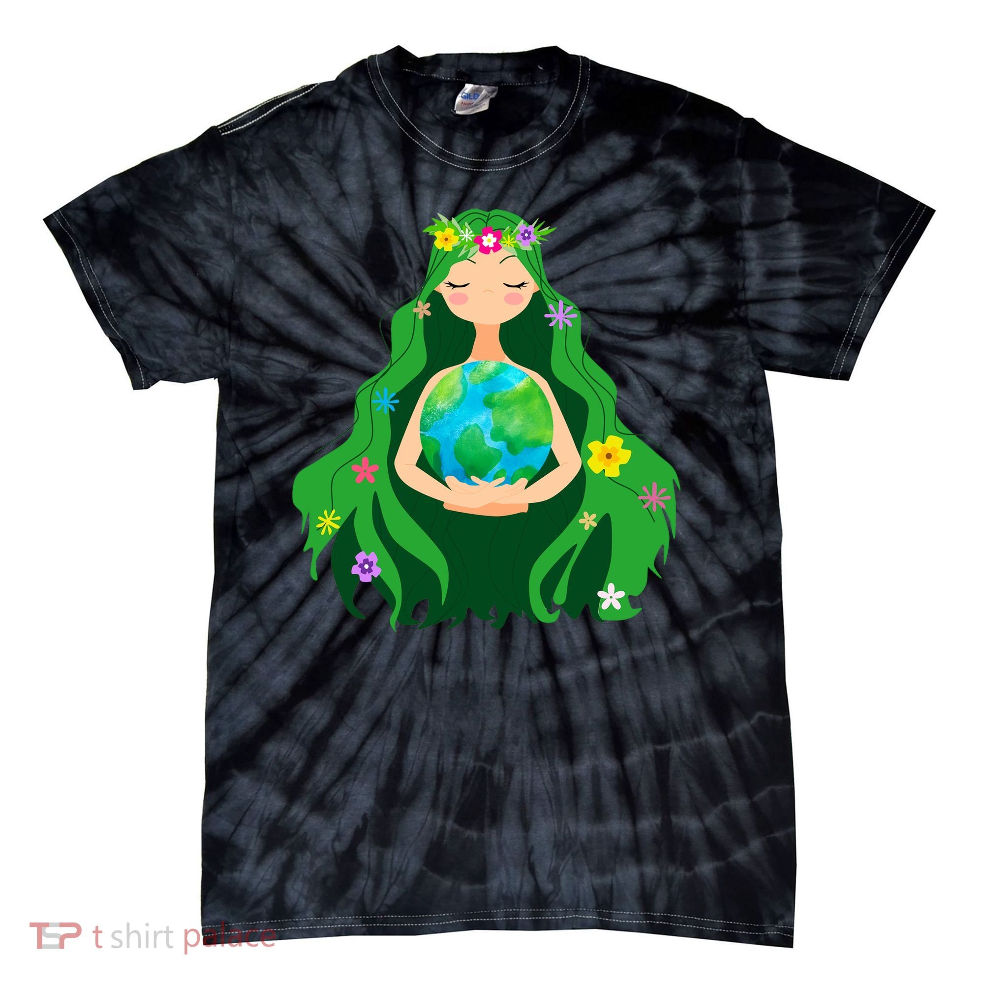 Flower Earth Mother Figure Cute Tie-Dye T-Shirt