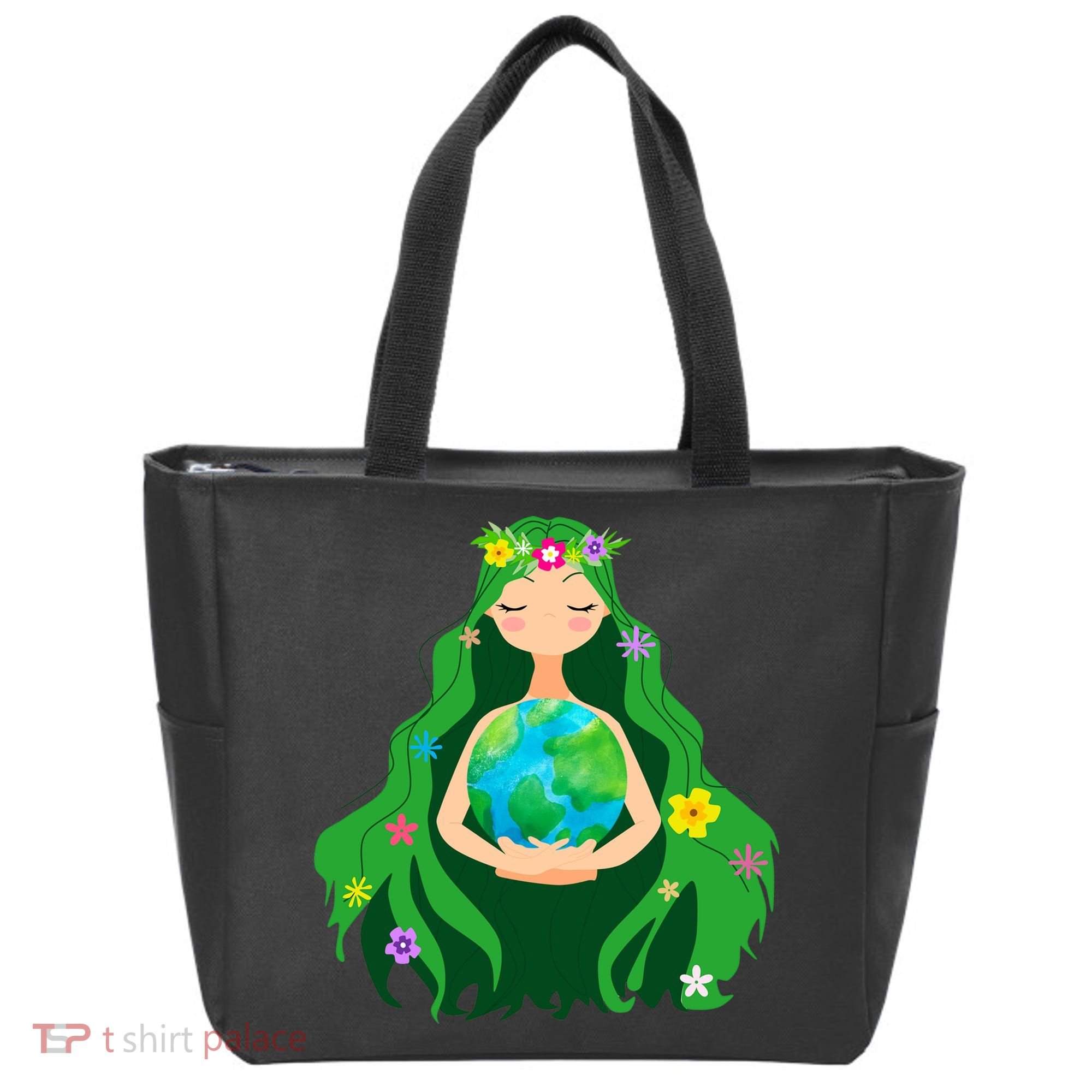 Flower Earth Mother Figure Cute Tote Bag