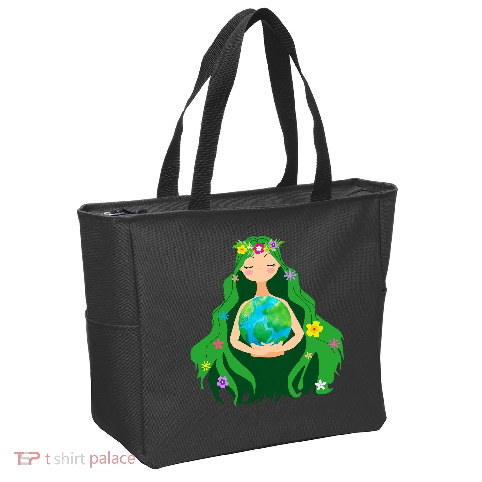 Flower Earth Mother Figure Cute Tote Bag