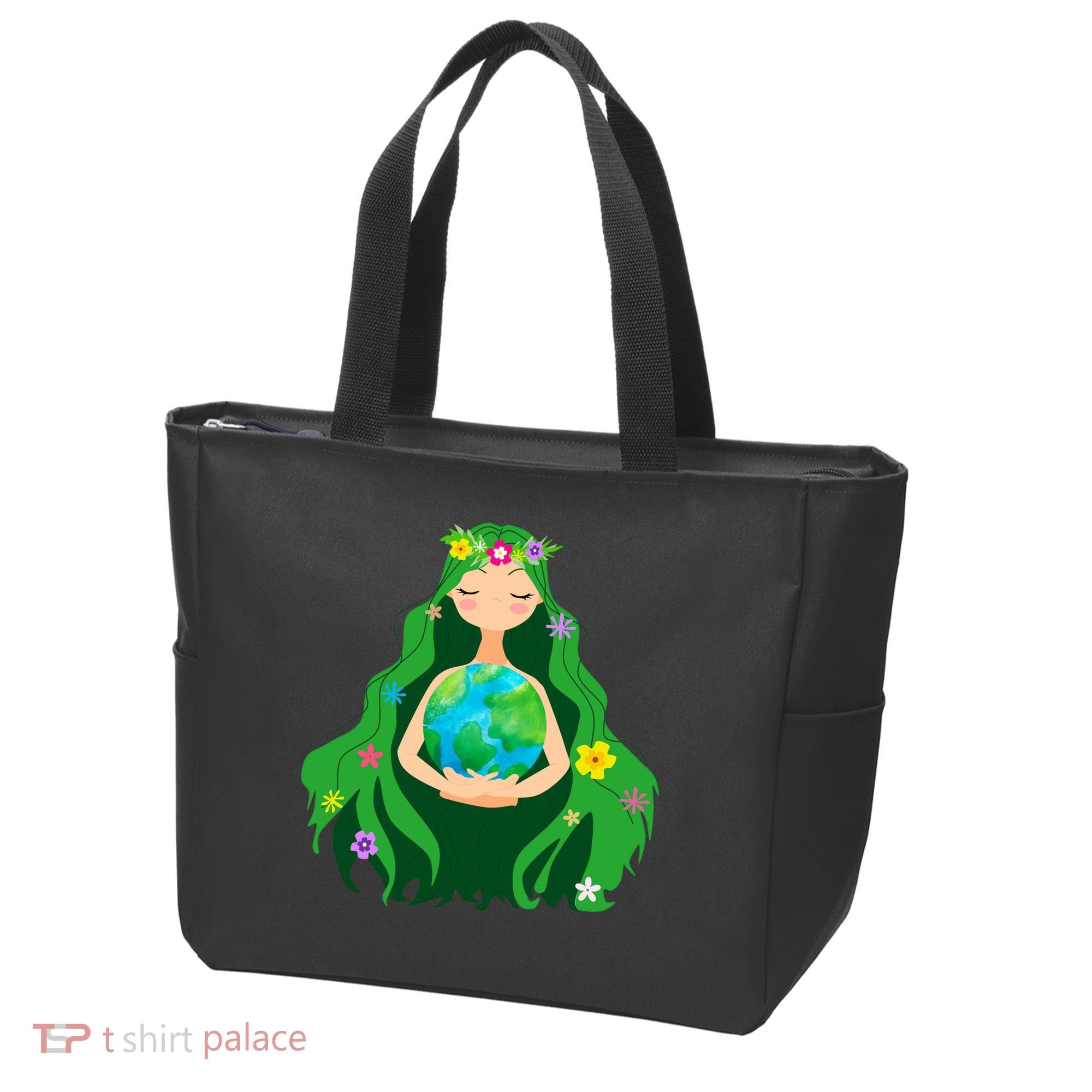 Flower Earth Mother Figure Cute Tote Bag