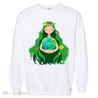 Flower Earth Mother Figure Cute Garment-Dyed Sweatshirt thumb 0