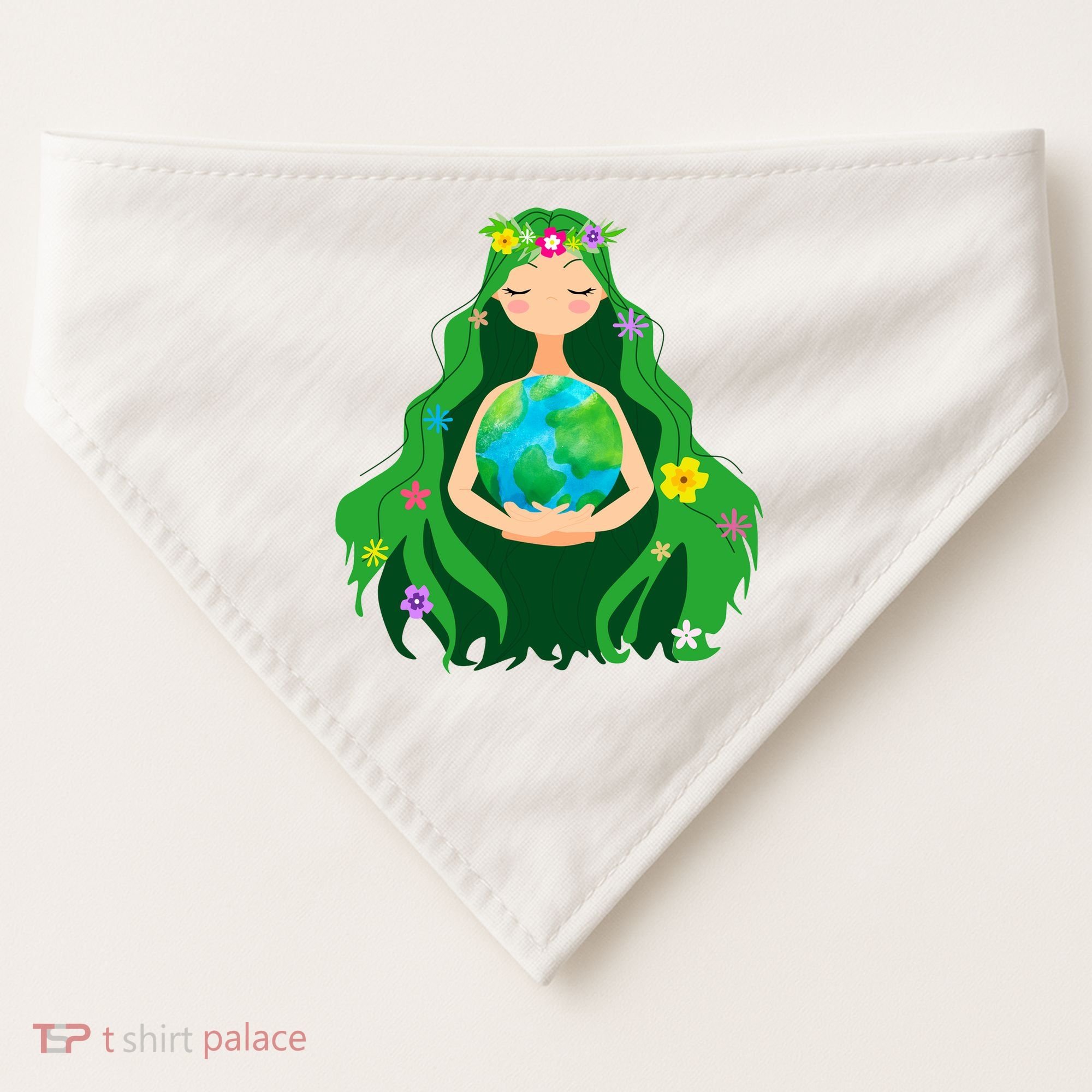 Flower Earth Mother Figure Cute USA-Made Doggie Bandana