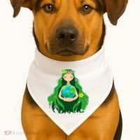 Flower Earth Mother Figure Cute USA-Made Doggie Bandana thumb 1