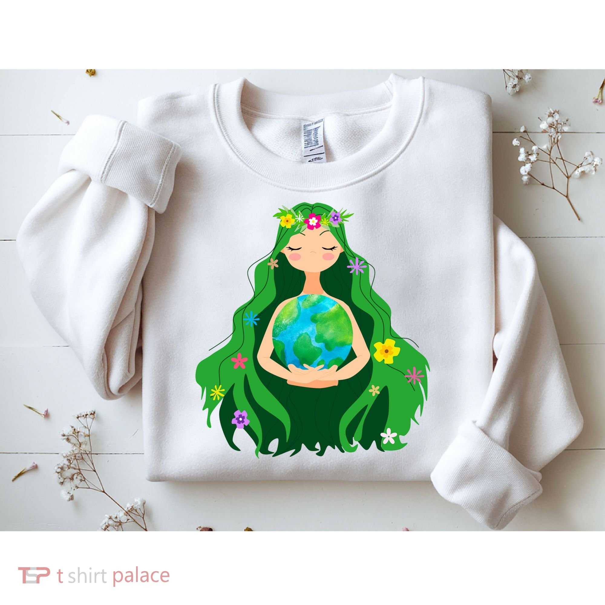 Flower Earth Mother Figure Cute Sweatshirt
