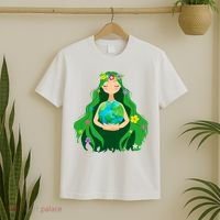 Flower Earth Mother Figure Cute T-Shirt thumb 2