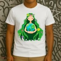 Flower Earth Mother Figure Cute T-Shirt thumb 3