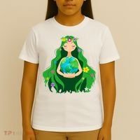 Flower Earth Mother Figure Cute T-Shirt thumb 4
