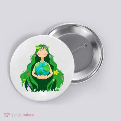 Flower Earth Mother Figure Cute Button