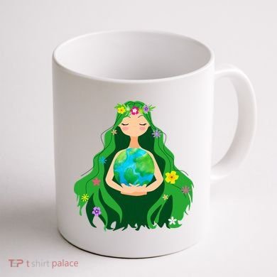 Flower Earth Mother Figure Cute Coffee Mug back